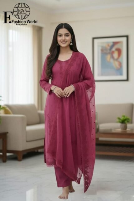 Maryam- Full Heavy Embroidered Unstitched 3 Peice Suit | D#SB-584