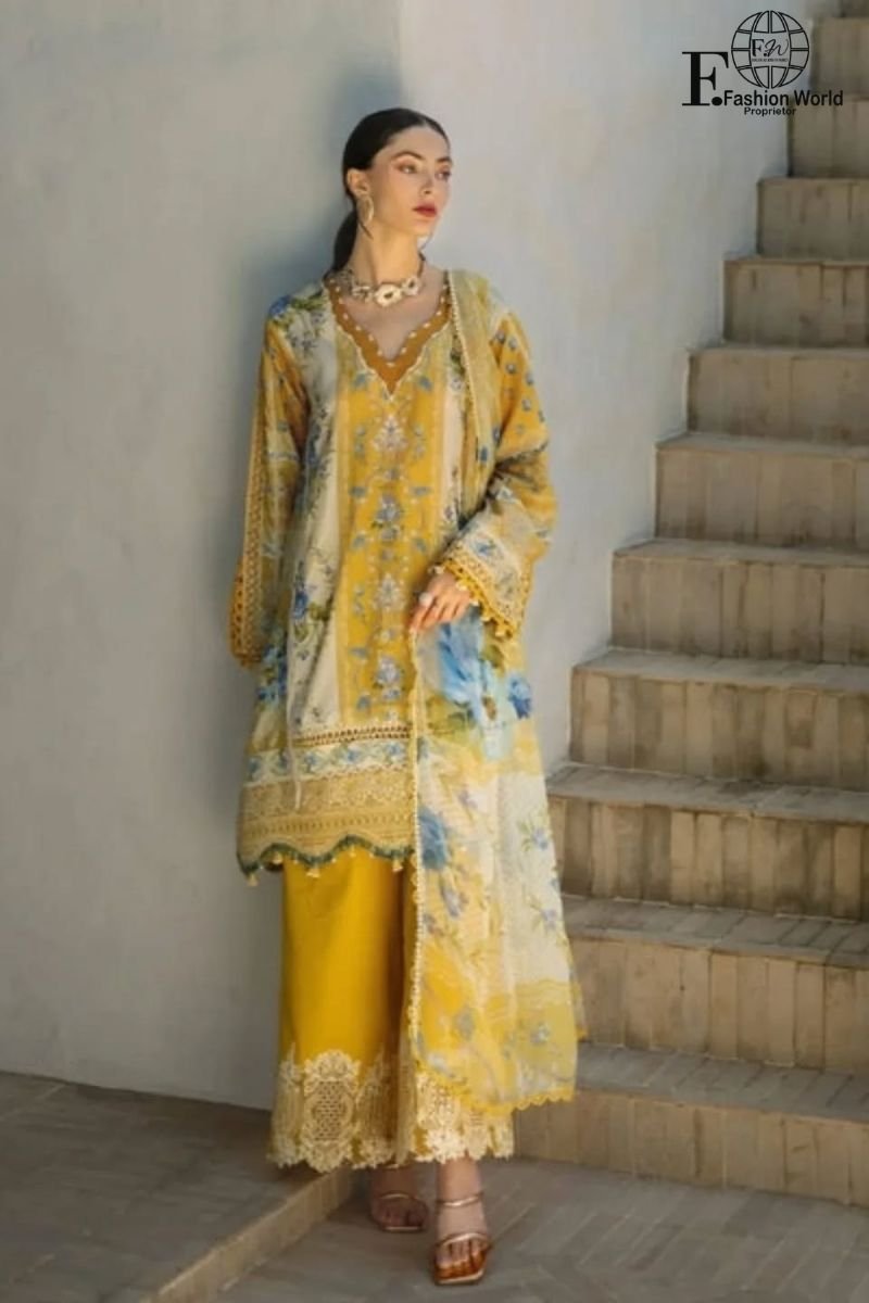 ELAF ELAF PREMIUM SIGNATURE - Elegant Digital Print | 3-Piece Lawn Suit | with Organza Embroidery | ETS-03B SUNGLOW - Image 1