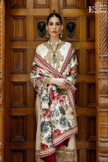 ZAINAB CHOTTANI - Digital Bloom – Printed 3-Piece I UNSTITCHED SUIT I with Organza Embroidered Neck