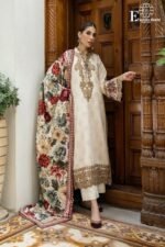 ZAINAB CHOTTANI - Digital Bloom – Printed 3-Piece I UNSTITCHED SUIT I with Organza Embroidered Neck - Image 3