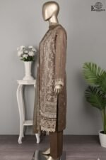 Serafina Noor Jahan SC-437B Unstitched 3 Piece Embroidered Jacquard Cambric Suit with Chiffon Dupatta – Peach by RivaJ | Premium Festive Collection - Image 2