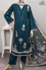 Peach by Rivaaj Serafina Series SC-422B – 3-Piece Unstitched Embroidered Jacquard Cambric Suit with Chiffon Dupatta