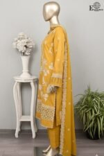 Serafina Air Dot SC-446A Unstitched 3 Piece Embroidered Jacquard Cambric Suit with Chiffon Dupatta – Peach by RivaJ | Premium Lawn Collection - Image 2