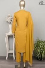 Serafina Air Dot SC-446A Unstitched 3 Piece Embroidered Jacquard Cambric Suit with Chiffon Dupatta – Peach by RivaJ | Premium Lawn Collection - Image 3