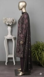 Peach by Rivaaj Mahrose Serafina Series SC-296A – 3-Piece Unstitched Embroidered Cotton Slub Suit with Chiffon Dupatta - Image 2