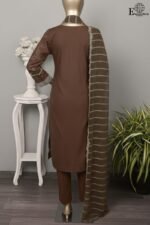 Peach by Rivaaj Serafina Pardesi SC-386F Unstitched 3 Piece Embroidered Jacquard Lawn Suit with Chiffon Dupatta – Mustard Festive Collection - Image 3