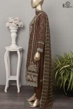 Peach by Rivaaj Serafina Pardesi SC-386F Unstitched 3 Piece Embroidered Jacquard Lawn Suit with Chiffon Dupatta – Mustard Festive Collection - Image 2