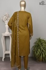 Peach by Rivaaj Serafina Nisa SC-440A Unstitched 3 Piece Embroidered Jacquard Cambric Suit with Chiffon Dupatta – Brown Formal Collection - Image 3